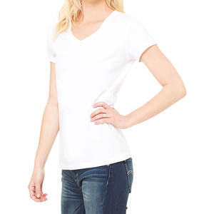 Camiseta de manga corta de verano para mujer 100% algodón de alta calidad Anti-Pilling logotipo personalizado nuevo diseño de moda pluma sólida Casual - Product Image 6