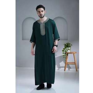Jubba Tradicional 2025, Ropa Árabe Informal y Transpirable para Hombre, Thobe Modesto hasta el Suelo, Manga Larga, Ramadán, Eid - Product Image 3