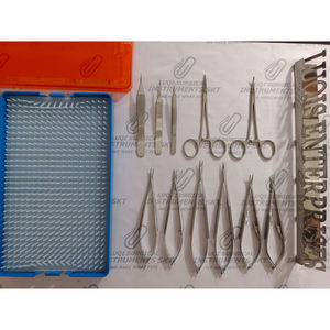 Ensemble d'instruments microchirurgicaux Koshima 11 pièces en acier inoxydable allemand avec plateau en plastique et tapis en silicone certifié CE - Product Image 1