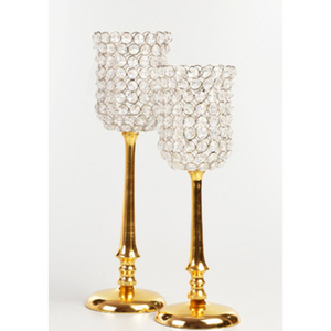 Support de bougie votive en cristal sur pied, couleur argent, taille moyenne, fait main, avec perles de cristal, pour cadeaux de mariage - Product Image 5