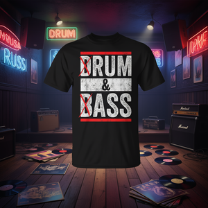 T-shirt Vintage Drum & Bass Rum & Ass, Design Grafico Promozionale Premium in Stile Musicale Vintage - Product Image 3