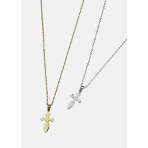 Collana con Croce Arrotondata in Oro Bianco 18K, Placcata in Oro Rodiato con Zirconi, Diamanti e Perle, Stile Classico e Grazioso per Gioielli da Fidanzamento - Product Image 2