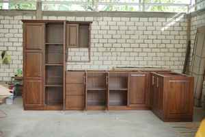 Ensemble d'armoires de cuisine en bois moderne Armoire de garde-manger en bois de teck Armoire de cuisine en forme de L pour meubles de cuisine - Product Image 3