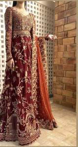 Colección de bodas 2022, tela de red de terciopelo de algodón Koti Lehenga Choli adornada India/pakistaní, cuentas de cristal Dabka de piedra, seda - Product Image 2