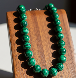 Top vente femmes 18 pouces argent 925 serrure noué à la main Design accessoire de mode à la mode Malachite pierre collier de perles - Product Image 2