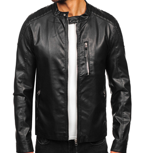 แจ็กเก็ตหนังพียูสำหรับผู้ชายแจ็คเก็ตหนังมีซิปคอตั้งสำหรับฤดูใบไม้ร่วงฤดูหนาว - Product Image 1