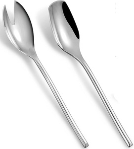 Serveur de salade en métal plaqué or dans un nouveau Design cuillère et fourchette à salade en métal dans un nouveau Look serveur de salade en métal pour la cuisine et le mariage - Product Image 2