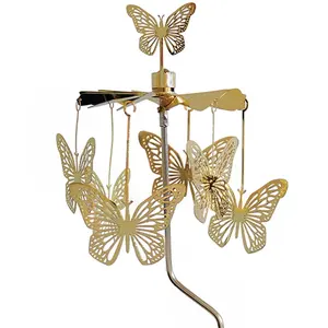 wholesale metal anglaspel butterfly rotary candle holder for home and garden decorative