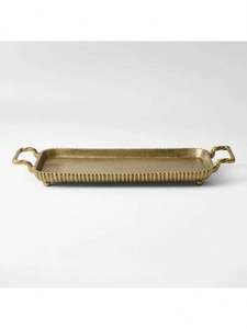 Plateau de service en laiton finition dorée polie, conçu pour rehausser l'expérience culinaire avec une brillance métallique royale - Product Image 6