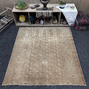 Turkish Area Rug 5.4x6.1 ft (165x185 cm), Kilim <b>Brown</b> Geometric Vintage Rug - Product Image 1