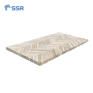 Comptoir de boucher en bois chevron d'acacia non fini avec bord carré pour projets de salle de bain, de cuisine ou d'espace de travail - Product Image 1