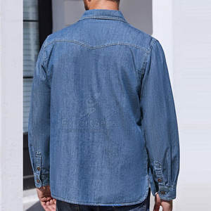 กางเกงยีนส์เนื้อนุ่มสำหรับผู้ชาย, เสื้อใส่สบายเหมาะสำหรับใส่ในชีวิตประจำวันเสื้อยีนส์ทรงพอดีตัวแบบคลาสสิกสำหรับแฟชั่นแบบลำลองและผ่อนคลาย - Product Image 4
