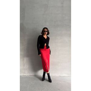 TOPSHOW Women's <b>Red</b> Suede Wholesale <b>Skirt</b> - Plain Solid Color A-Line <b>Mini</b> <b>Skirt</b> for Bulk Orders - Product Image 3