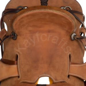 อานม้า Olin Young Ranch รุ่น Roper พร้อมเบาะแข็ง, หนังน้ำมันธรรมชาติแบบหนา, หนังแท้แบบ Rawhide Cheyenne Roll และแถบหนังแบบ Strip Down Skirt - Product Image 3