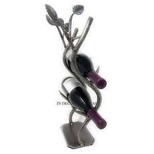 ฐานหินอ่อนสีดำทรงสี่เหลี่ยมดอกไม้และใบไม้โลหะชุบทองดีไซน์เนอร์ขวดไวน์และเบียร์ขาตั้งอุปกรณ์ตกแต่งบ้าน - Product Image 4