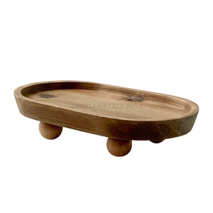 Juego de bandejas de madera al por mayor de fábrica en color mango natural con forma ovalada y diseño elegante perfecto para servir y exhibir - Product Image 1