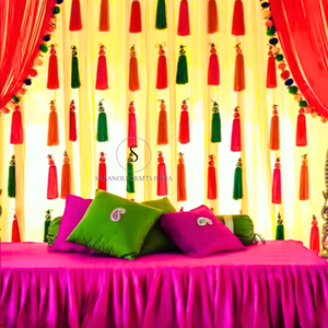 Iindian hecho a mano algodón diseñador borla cadena Multicolor borlas enemigo boda, Hldi, Mehnedi, decoración del hogar hermosas borlas - Product Image 3