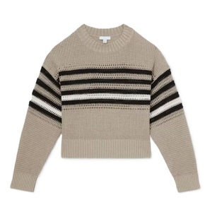 Suéter informal tejido de hilo a rayas elegante para mujer, suéter de cuello redondo, moda de invierno holgada - Product Image 6