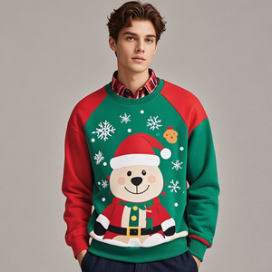 Men's New Fashion Pullover Hoodies with Zipper Durable Winter Apparel and Embroidered <b>Christmas</b> Design - Product Image 3