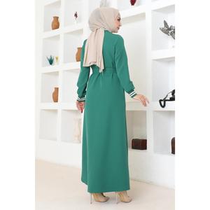 MSW19214-4 Abaya Acanalada con Botones Esmeralda, Abrigos, Chaquetas y Gabardinas Modestas - Product Image 4