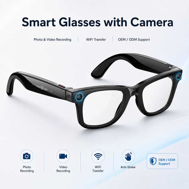 OEM ODM Smart Glasses Dual Camera 4K Video AI Assistant Real-time Translation IP66 Waterproof WiFi File Transfer Activity