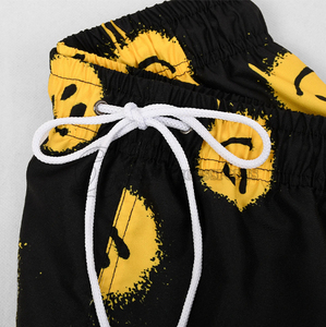 <b>Men's</b> Cotton <b>Shorts</b> with Double Layer Drawstring Closure Summer for Smiley Face Design Eco-Friendly Sublimation Solid <b>Pattern</b> - Product Image 5