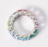 Regenboog Saffier Band Emeralds Cut Lab Multi Saffier Eternity Band 92.5 Sterling Zilver Stapelring Black Friday Sale