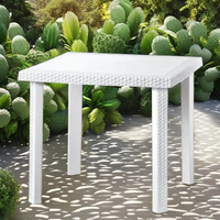 Table basse d'extérieur en rotin de style moderne traditionnel certifiée ISO9001 italienne, résistante aux intempéries, en PP, pour cour et salon