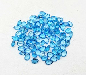 ลูกแพร์ตัดพลอยบุษราคัมสีฟ้าจากสวิสธรรมชาติขนาด4x5มม. ลูกปัดหินเหลี่ยมเพชรพลอยบุษราคัมคุณภาพสูงสำหรับทำเครื่องประดับในราคาโรงงาน - Product Image 2