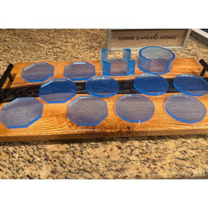 Ensemble de 5 sous-verres en résine époxy Azure Luxe, sous-verres promotionnels personnalisables de qualité supérieure - Product Image 5