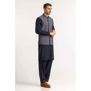 Chaleco de Lana Azul Marino WC-PD24-012, Estilo Casual Elegante con Decoración de Botones con Patrón Paisley, para Uso en Exteriores - Product Image 5