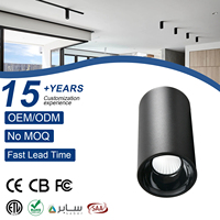 Plafonnier LED COB moderne 12W, montage en surface, noir, anti-éblouissement, CRI90, pour éclairage commercial