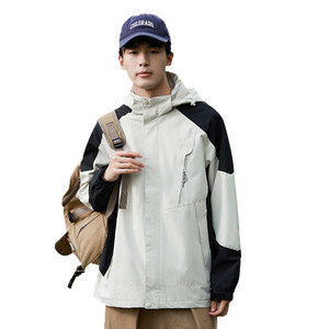 Veste de sport unisexe printemps-automne pour couple, avec capuche amovible, blocs de couleur, respirante, coupe-vent, imperméable, softshell - Product Image 5