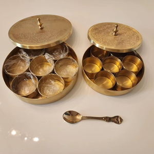 Compact Design Brass Spice <b>Box</b> For Small Kitchen Storage Offering Practical And Stylish Organization - Product Image 1