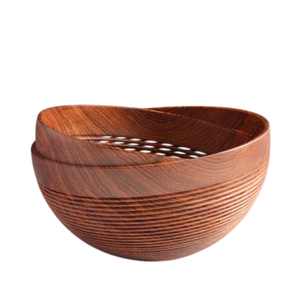 Bol en bois naturel artisanal, design unique à bord ondulé, centre de table décoratif pour servir des fruits, décoration moderne pour la maison, en solde - Product Image 2