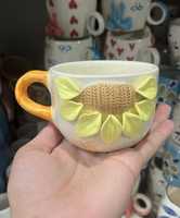 Mug en céramique artisanal à motif de fleurs de cerisier, couleur personnalisable, design mignon, durable, grande capacité, résistant à la chaleur, anti-fuite