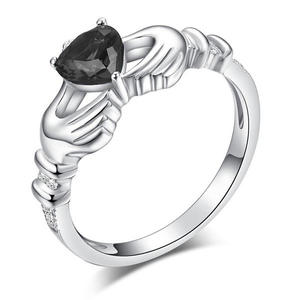 Ensemble de bagues Claddagh classiques en argent sterling Jeulia avec zircon, cristal, grenat, émeraude et perle - Product Image 3
