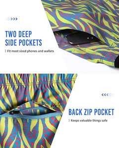 Pantalones Cortos Deportivos para Hombre de 7 Pulgadas, Ligeros, de Poliéster y Elastano, Diseño Sólido, Estilo Casual con Bolsillos con Cremallera - Product Image 3
