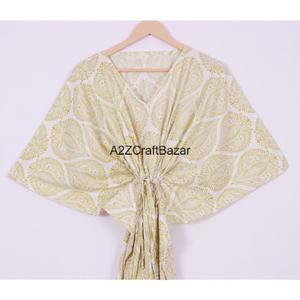 Robe vintage en coton à motifs floraux faite à la main pour femmes |   Robe d'été courte |   Vêtements décontractés écologiques faits à la main avec impression au bloc - Product Image 2