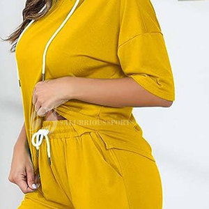 Conjunto de Shorts para Mujer, Diseño Más Reciente, Más Vendido, Sólido, con Cordones, Capucha, 100% Algodón, Felpa, Secado Rápido, Transpirable - Product Image 3