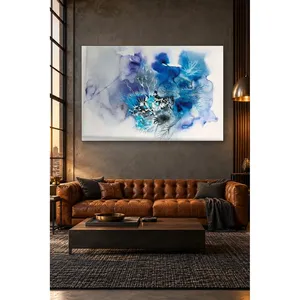 Impression sur toile Fida Blue avec motifs de veines en aquarelle - Product Image 4