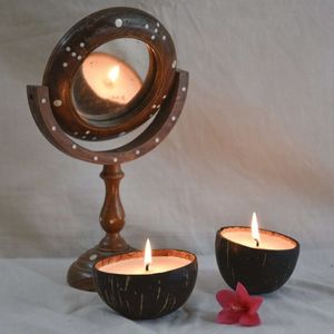 Bougie parfumée artisanale en coquille de noix de coco, ronde, bohème, aromathérapie, yoga, méditation, durée de combustion de 40 à 60 heures, parfum floral végétal - Product Image 4