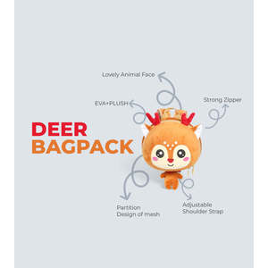 Mochila Infantil de Peluche con Diseño de Ciervo 3D, Ligera e Impermeable, Marca Tykle - Product Image 2