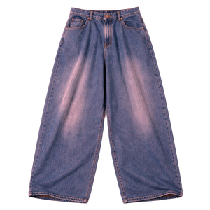 Jean baggy en denim 100 % coton pour homme, coupe extra large, ample, délavé clair, teint en pièce, pantalon décontracté OEM - Product Image 3