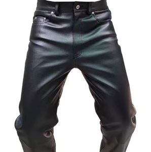 Pantalones de Hombre de Alta Calidad, Personalizados, de Cintura Media, Rectos, de Cuero Sintético, Transpirables, Ecológicos, Estilo Urbano - Product Image 1