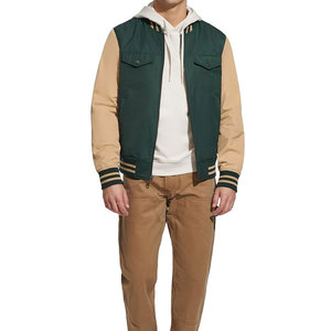 Chaqueta Varsity de Lona con Cremallera y Bolsillos Laterales, Resistente al Viento, Diseño Moderno, Calidad Premium, Venta al Por Mayor, Ribetes Elásticos - Product Image 4