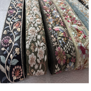 custom made in assorted floral designed machine embroidered laces and in multi coloured for wedding dress in different width - Product Image 1