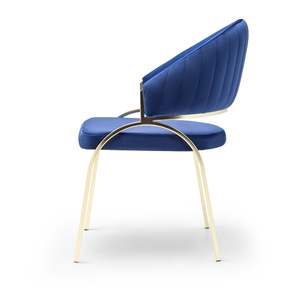 Chaise de salle à manger en métal moderne minimaliste bleu légendaire, tissus et couleurs personnalisables, pieds en acier durables, pour la maison, les hôtels, les restaurants, les bureaux - Product Image 2