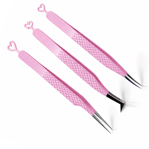 Pink Eyebrow Tweezers Set Precision Stainless Steel <b>Pointed</b> Angled Curved Beauty Hair <b>Removal</b> Tweezers - Product Image 6