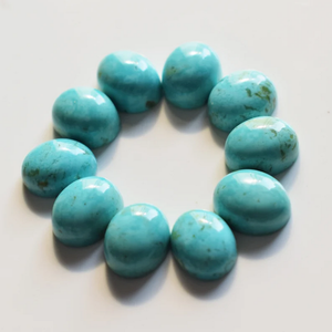 Piedra preciosa cabujón con reverso plano de forma ovalada de turquesa de Arizona Natural para hacer joyas, anillos, pulsera, collar, Kingman, Turquesa - Product Image 5
